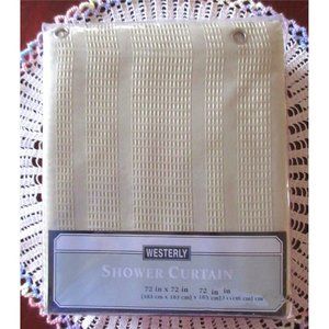 Westerly Waffle Style Green Fabric Shower Curtain